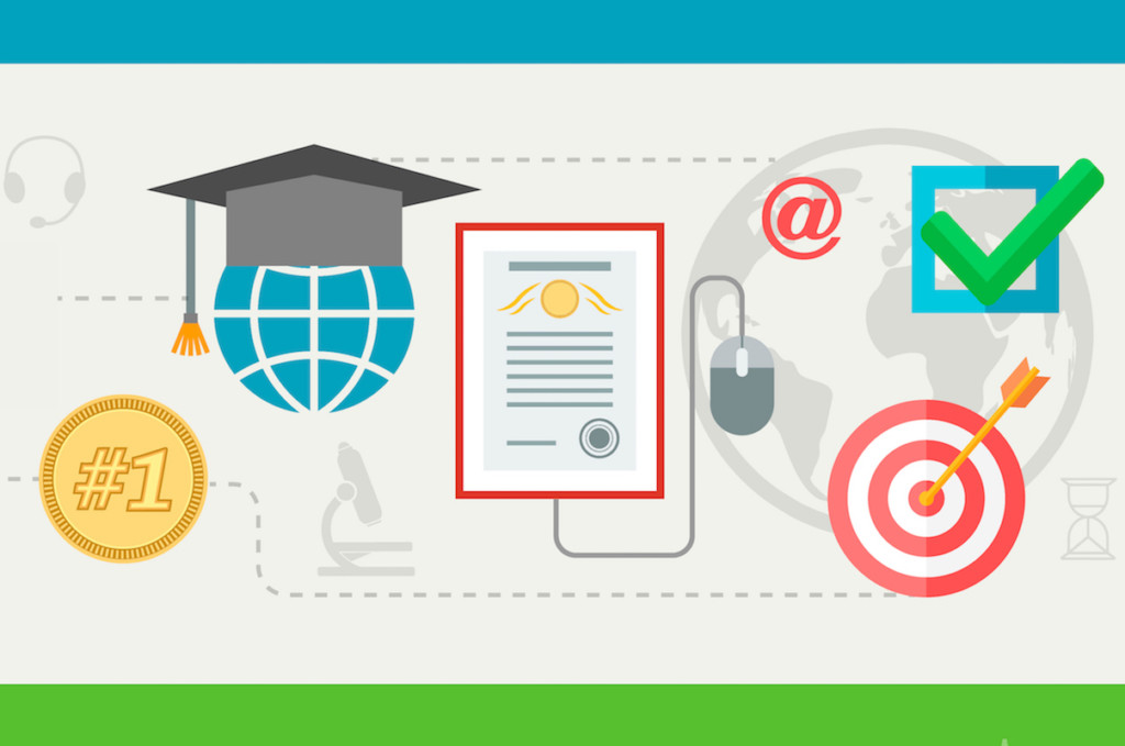 Online education banner set with distance e-learning elements isolated vector illustration